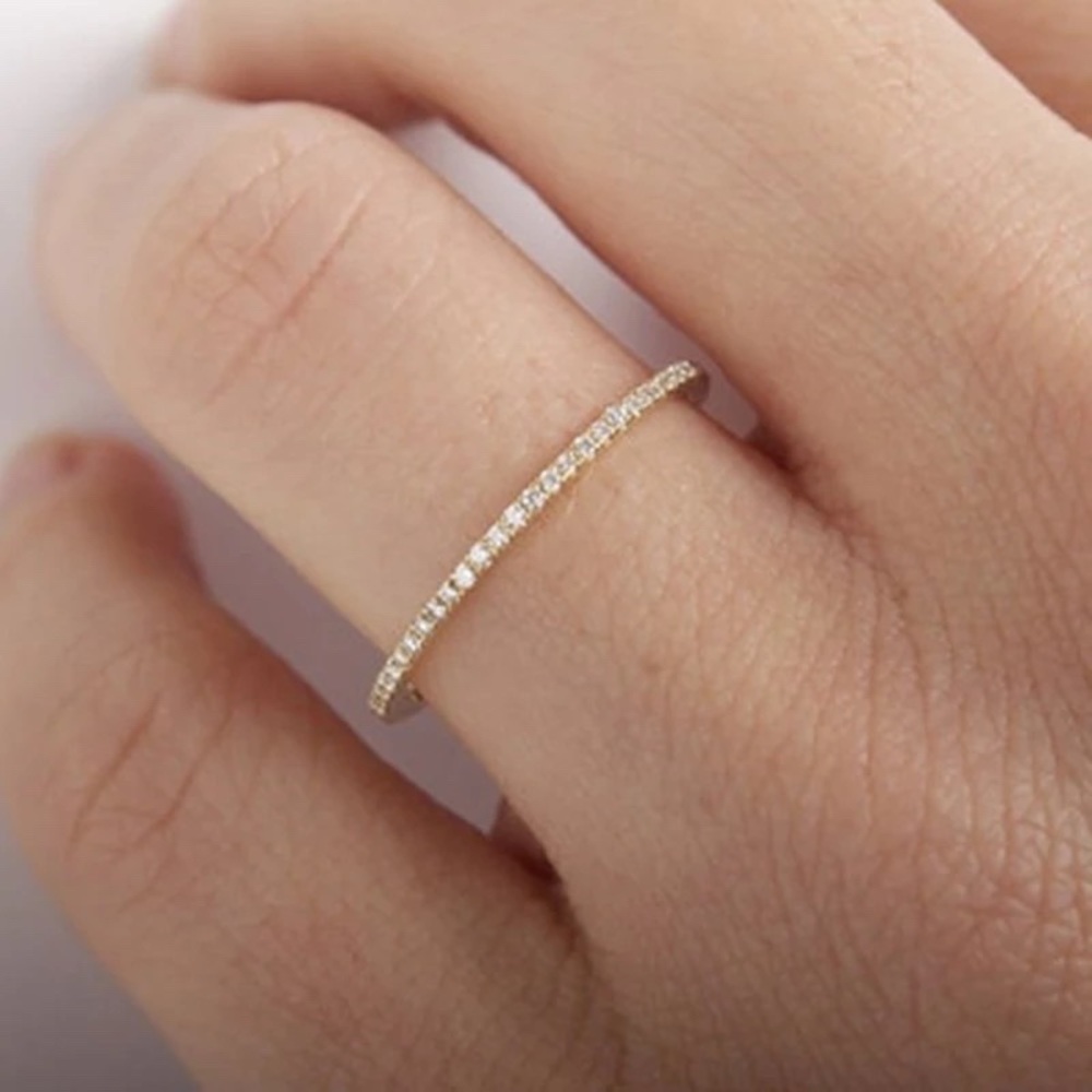 🍒3/$30 New Dainty Gold Pave Stacking Ring - Picture 2 of 6